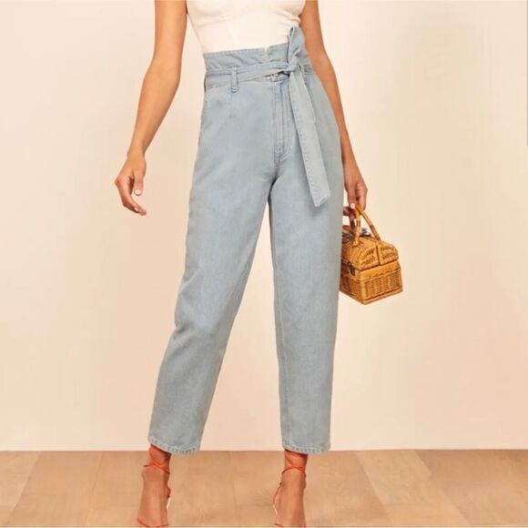 Reformation Cinch Paperbag Straight Leg Jeans- Size 25 - Picture 3 of 11